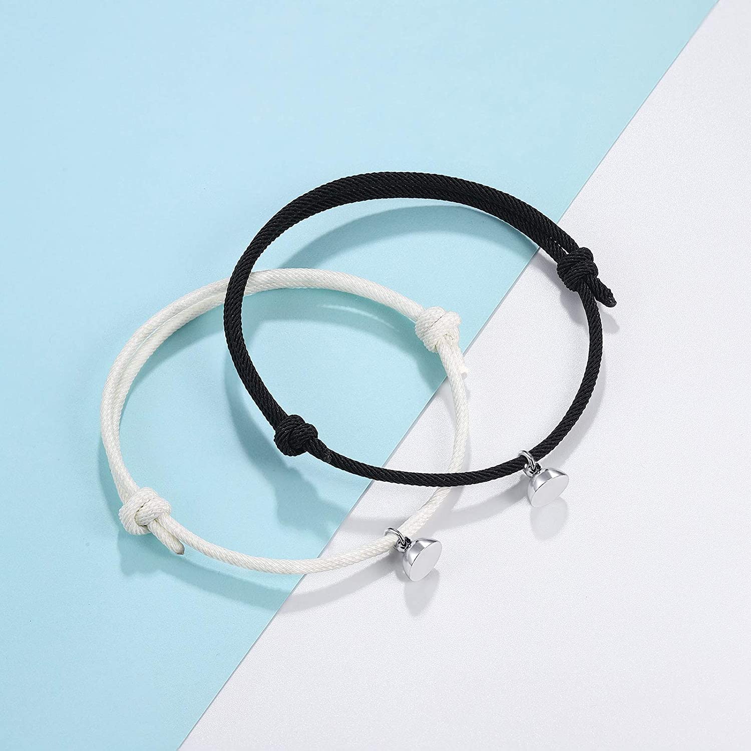 Ímã quente pulseira casal artesanal ajustável corda correspondência braslet infinito amor braclet sorte preto branco presente brazalete