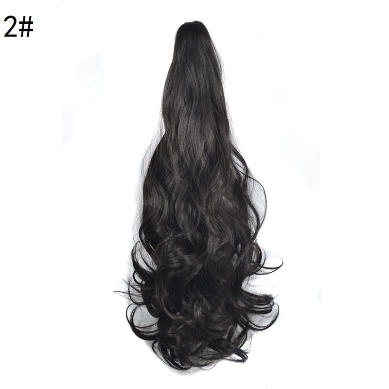 24inch Synthetic Multicolor Horsetail Extensions Very Long And Fluffy Wavy Heat Resistant For Women Curling Pieces: #144