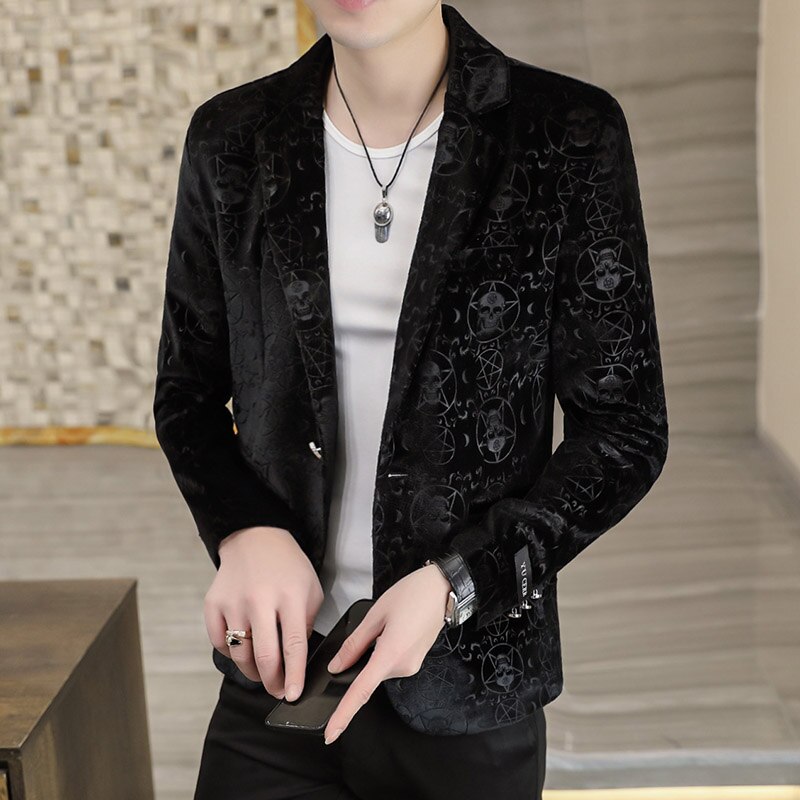 Moda wiosna luksusowe garnitury imprezowe kurtka Slim męska blezery na co dzień formalne na wesele płaszcze jesień koszula na przyjęcia towarzyskie Streetwear topy: Black / XXL(68-75KG