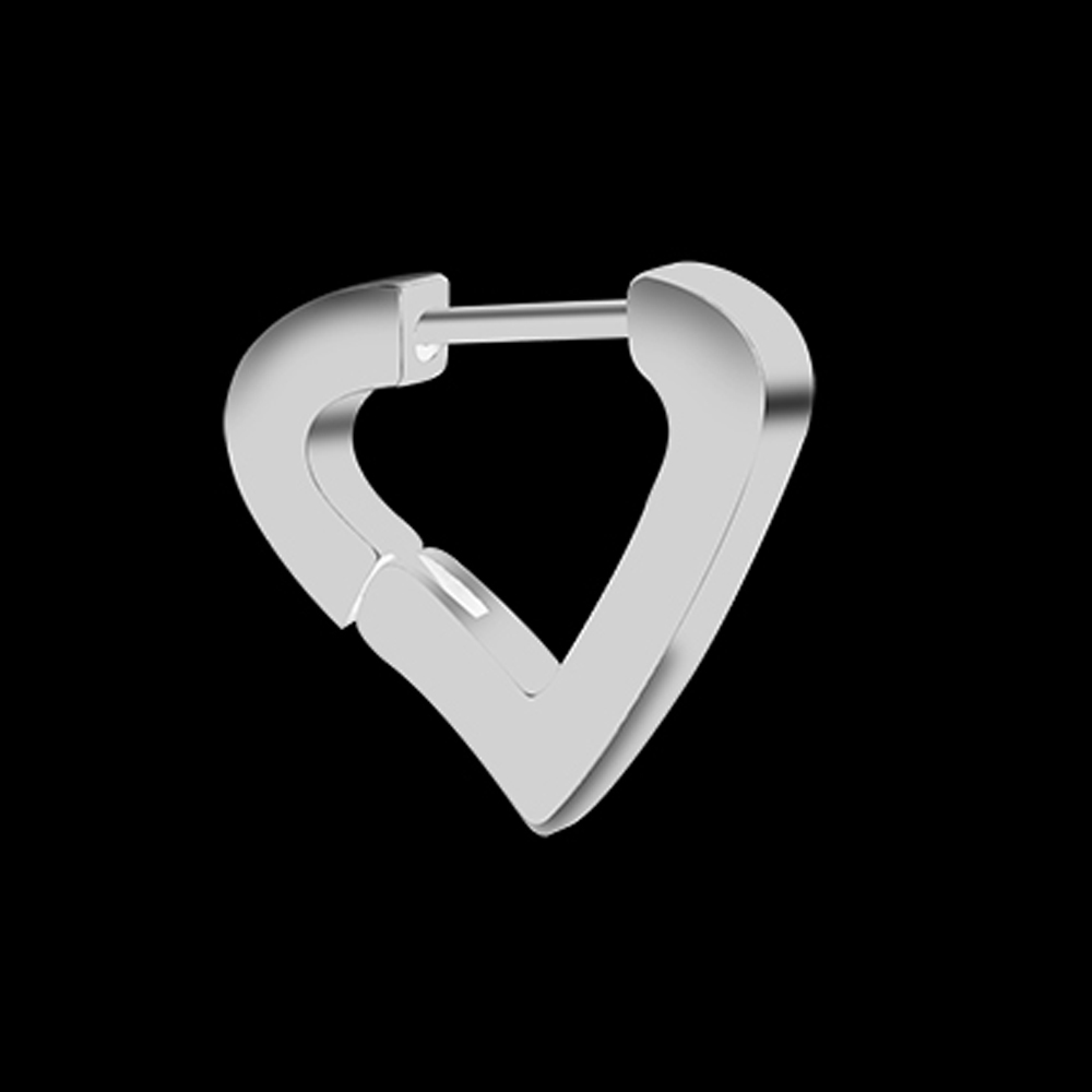 Mode Gothic Driehoek Vierkante Unisex Punk Rock Rvs Mannen Vrouwen Oor Stud Oorbellen Doorboord Push-Back Ear Plug gesp: 1 Pair / Heart Silver