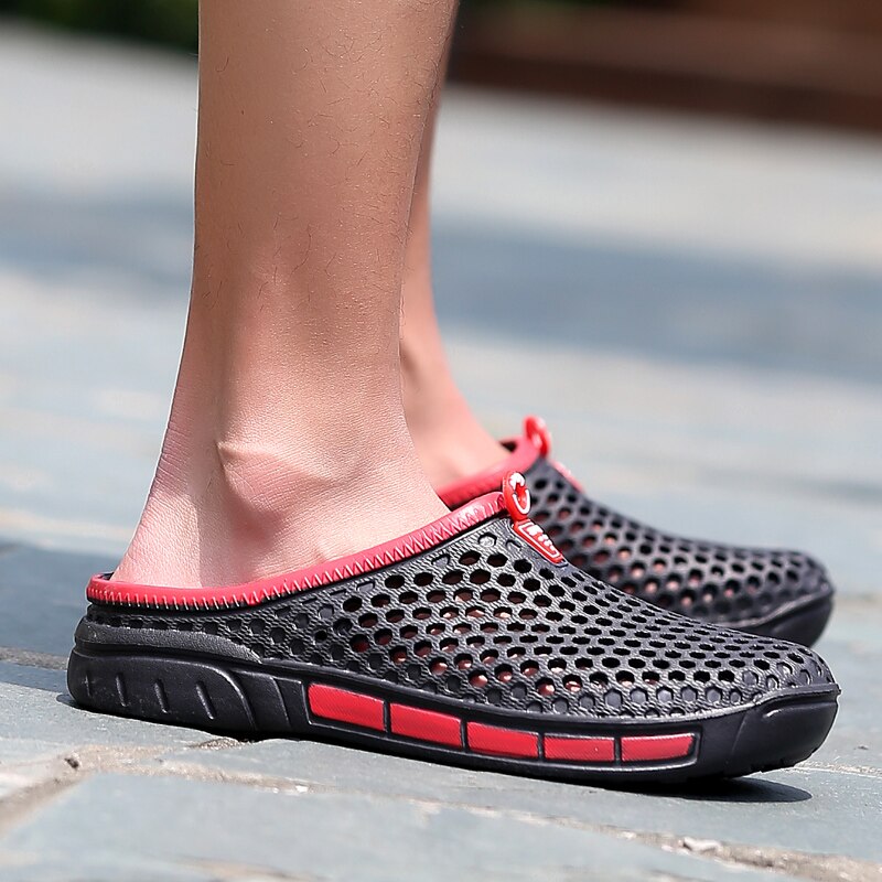 Heren Womens Klompen Tuinschoenen Ademend Mesh Slippers Strand Sandalen Outdoor Sport Casual Zomer Flip Flops, Diep blauw, 38 EU