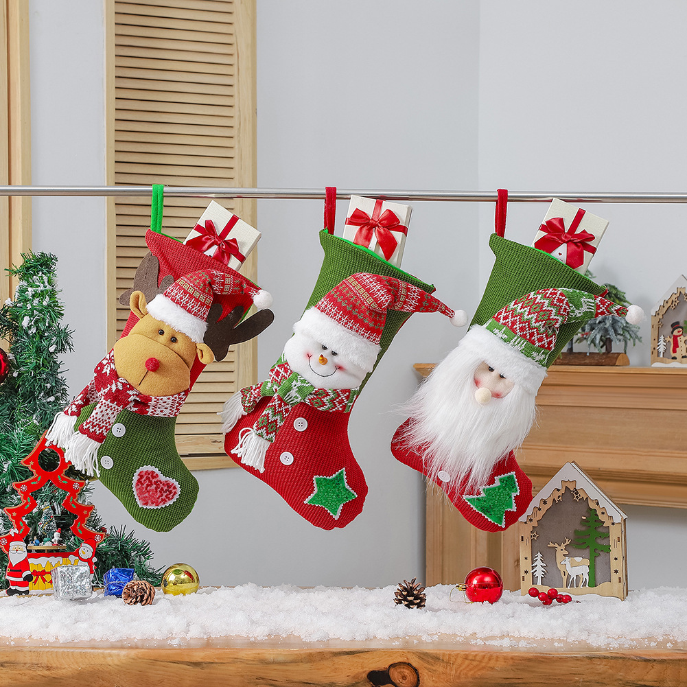 Paw Shaped Christmas Decorations For Home Stockings Cute Xmas Tree Ornament Decor with Bow Tie Year Sock Year 2024