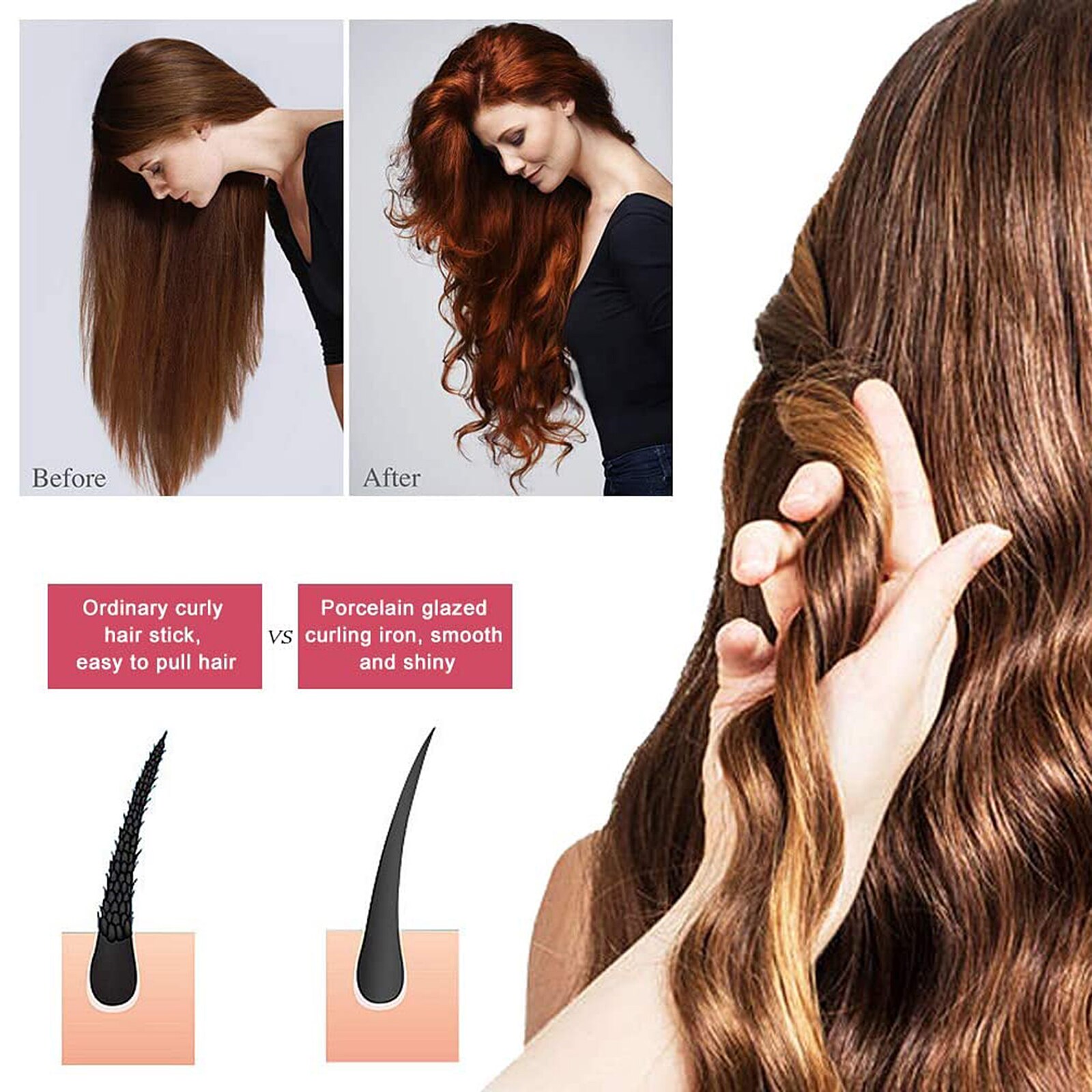 Triple Barrel Hair Curler Irons With Lcd Temperature Display Hair Stick Ceramic Hair Wave Waver Suitable For Salons