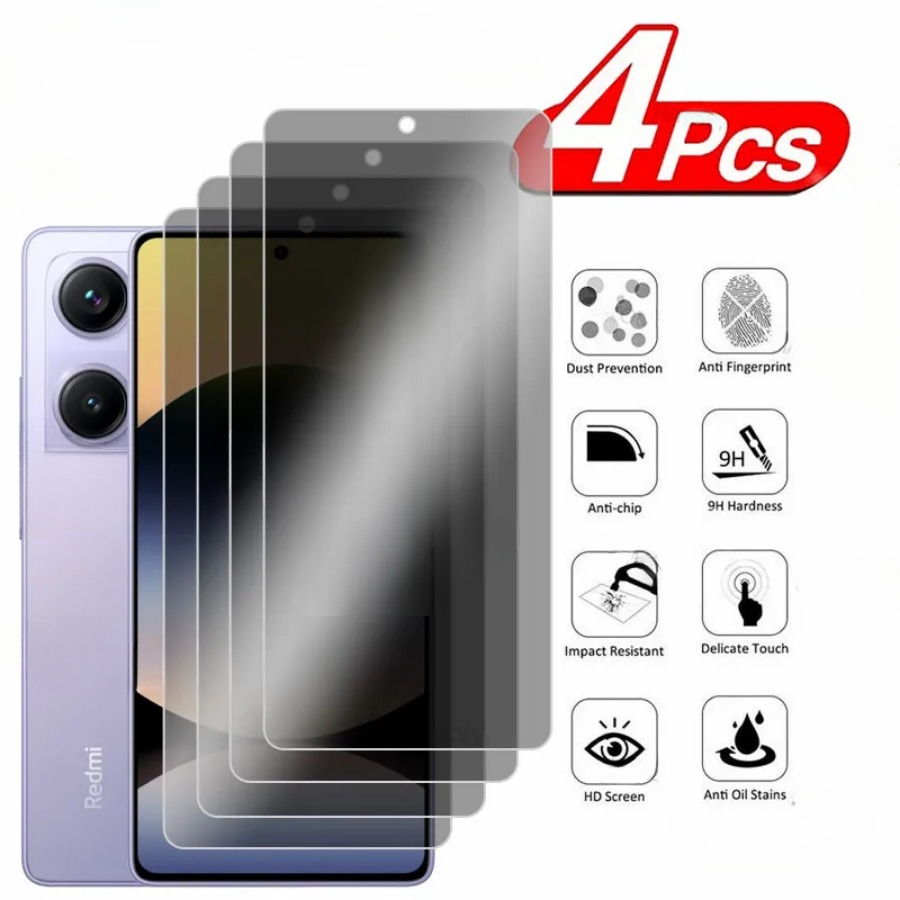 4PCS Privacy Screen Protector For Xiaomi Redmi Note 14S Anti-Spy Glass for Xiaomi Redmi Note 14 13 12 Privacy Tempered Glass