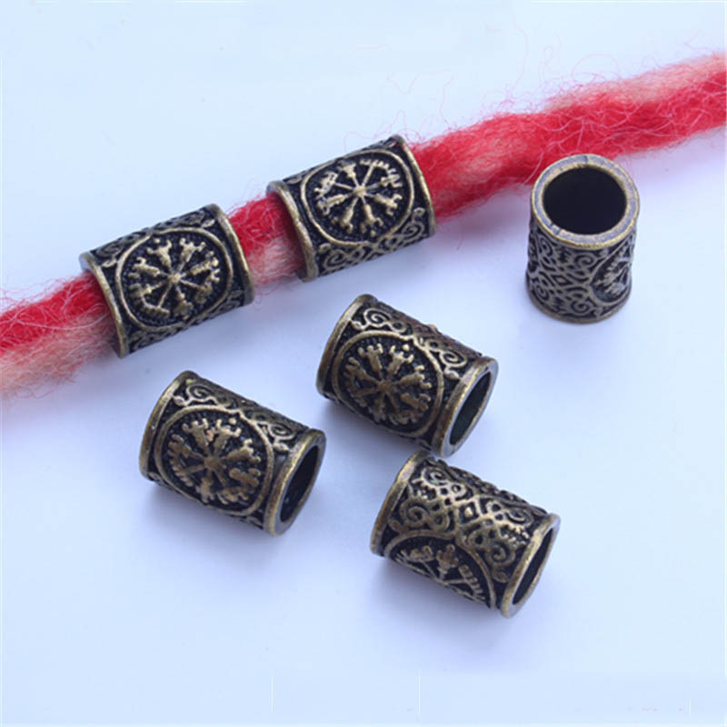 5 stuks Viking Kralen Haar Vlecht Baard Dreadlock Kralen 8mm Gat Sieraden Armband Maken Metalen Kraal DIY Accessorries: Fluorescerend Groen