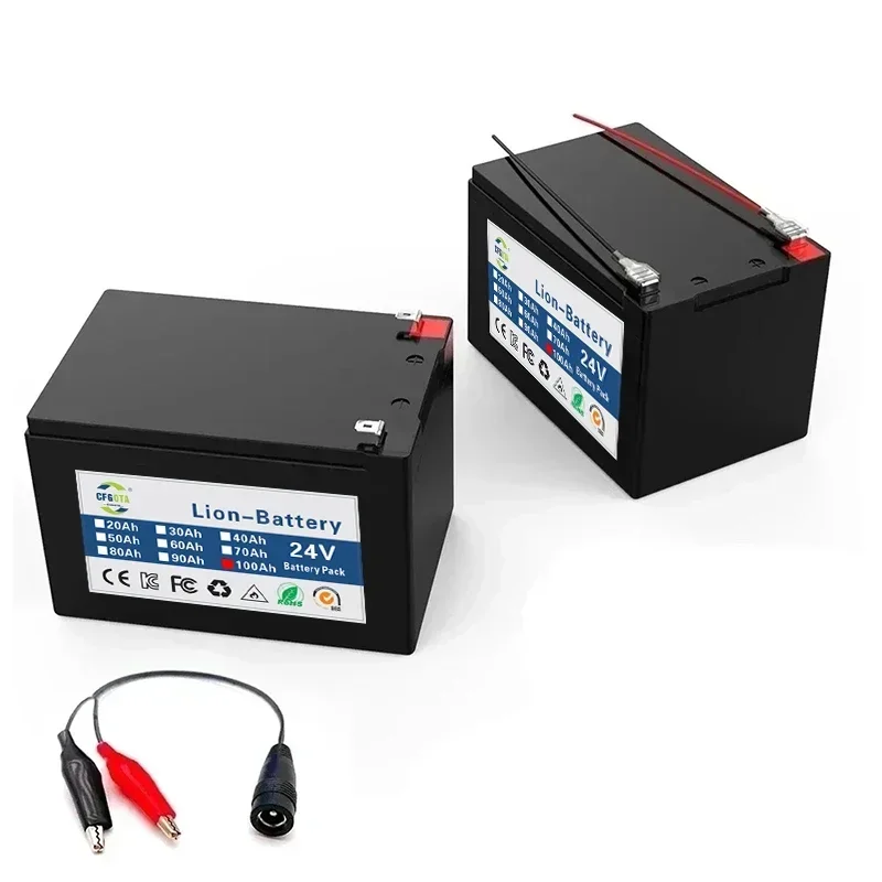 18650 24 V 100Ah Lithium Ion Batterij, voor Elektrische Voertuig Solar Opslag Vervangende Oplaadbare Batterij + Oplader