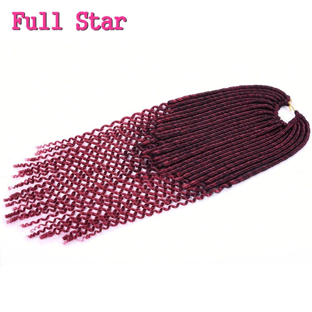 Synthetic Crochet Braid Hair Style 1-6 pack Micro Faux Locks Curly Ends Hair Extensions Full Star 100g Ombre Black Brown Color: T1B/Burgundy / 6Pcs/Lot