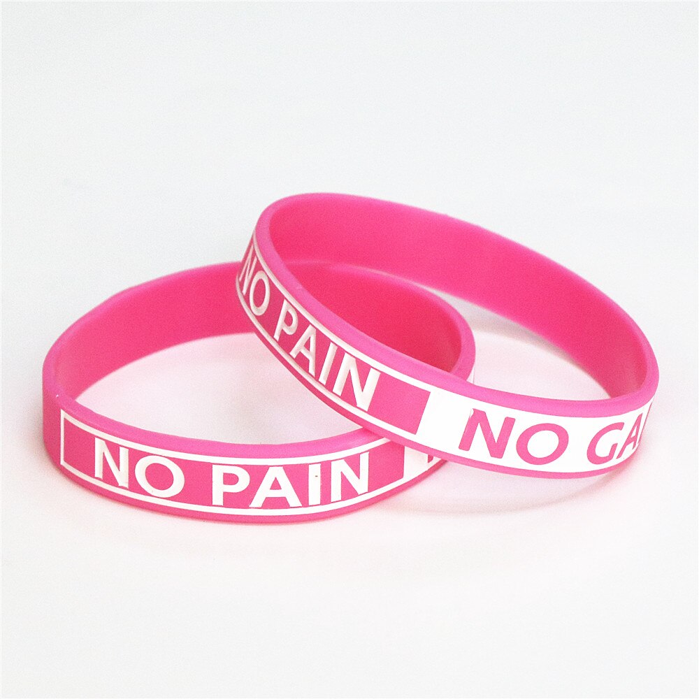 1pc silikone armbånd ingen smerte ingen gevinst motivation silikone armbånd & armbånd voksen størrelse  sh082: Lyserød