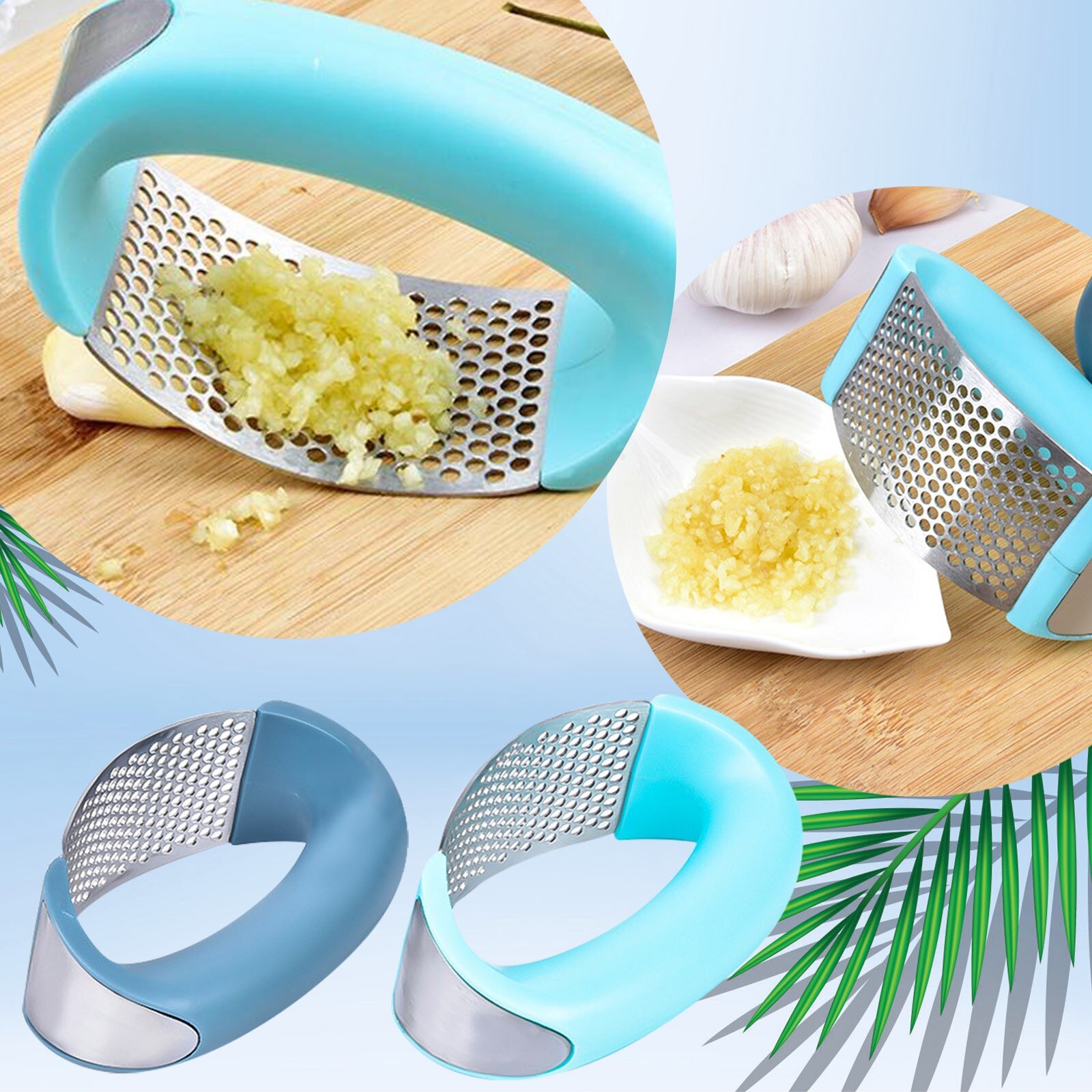 1Pcs Stainless Steel Garlic Press Manual Garlic Mincer Chopping Garlic Tools Curve Fruit Vegetable Tools Kitchen Gadgets