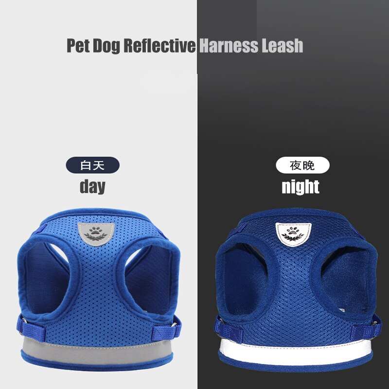 Pet Dog Reflective Harness Leash Escape Proof Pet Clothes Kitten Puppy Dogs Vest Adjustable Easy Control Reflective Cat Harness