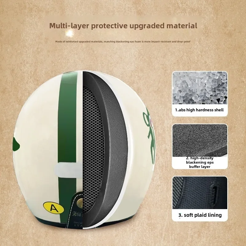 Retro Half Open Motorcycle Helmet Jet Motocross Accessories Casco Moto Helmet 3/4 Open Face Vintage Helmet Four Seasons Capacete