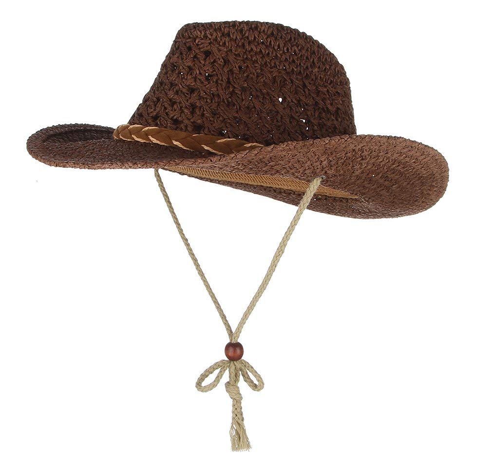 Mistdawn baby toddler kids sun straw western cowboy hat wide brim with hin strap