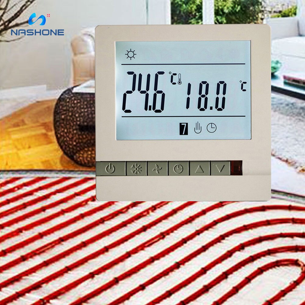 Nashone Thermostat Temperature Controller 220V 16A LCD Programmable Floor Heating Room Thermostat Room Temperature Controller