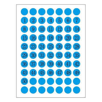 12 stks/partij Genummerde Sticker 1-50 Sequentiële Kleine 1cm Ronde Cirkel Nummer Label Opeenvolgende Voor Party: Blue