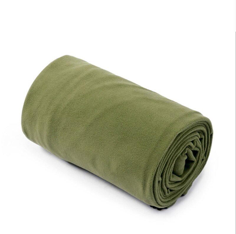Fleece sovepose liner til voksen varmt vejr, fuld størrelse lynlås backpacking tæppe til udendørs camping eller indendørs brugt: Militærgrøn