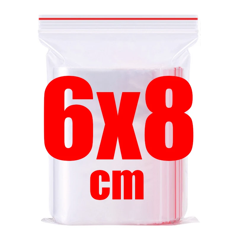 Self Sealing Clear Plastic Poly Bag Resealable Zip Bags Food Storage Pill Jewelry Package Reclosable Vacuum Fresh Sack: L / Red