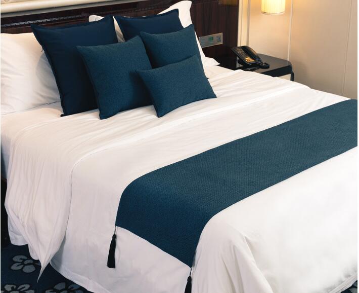 1pc 6 farver polyester/bomuld sengeløber sengetæpper luksuriøs seng flag dekorativ sengetæppe hjemme hotel brug begge ansigter til rådighed: 3 shen lan se / Dronning 45 x 210cm