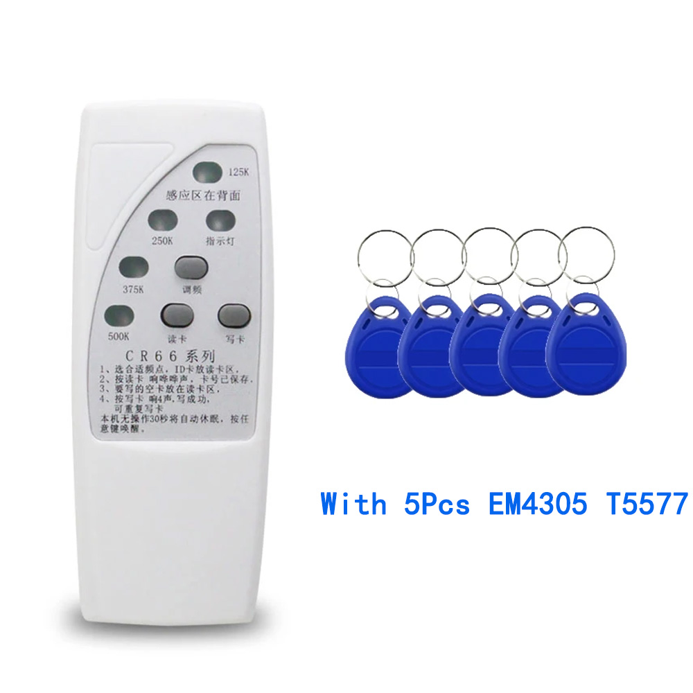 RFID ID Card Copier 125/250/375/500KHz CR66 RFID Scanner Programmer Reader Writer Duplicator With Light Indicator Sensitively: Red