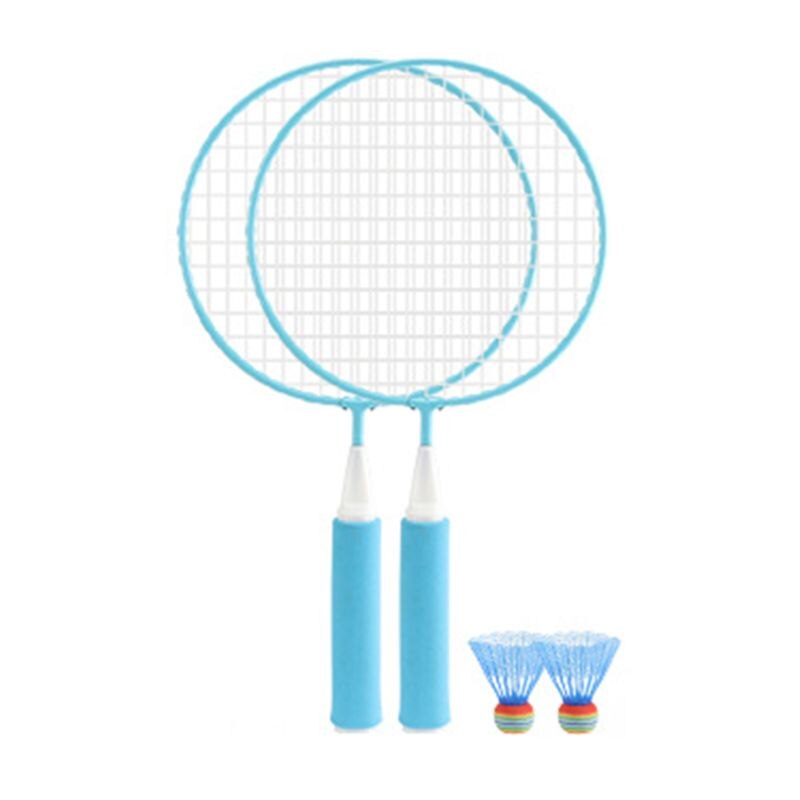 1 par børn badminton ketcher  + 2 stk badmintons sæt udendørs fitness legetøj: Blå