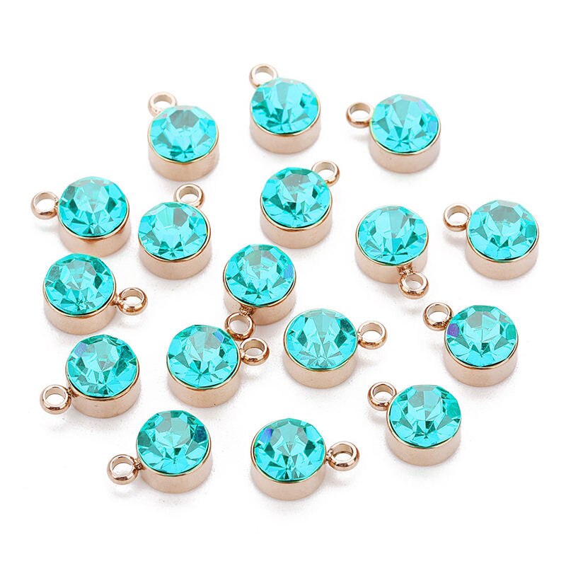 5pcs 12 Colors Stainless Steel Colorful Crystal Charms Cz Rhinestone Birthdaystone Charm &Pendant For Birthday Jewelry Making: light blue