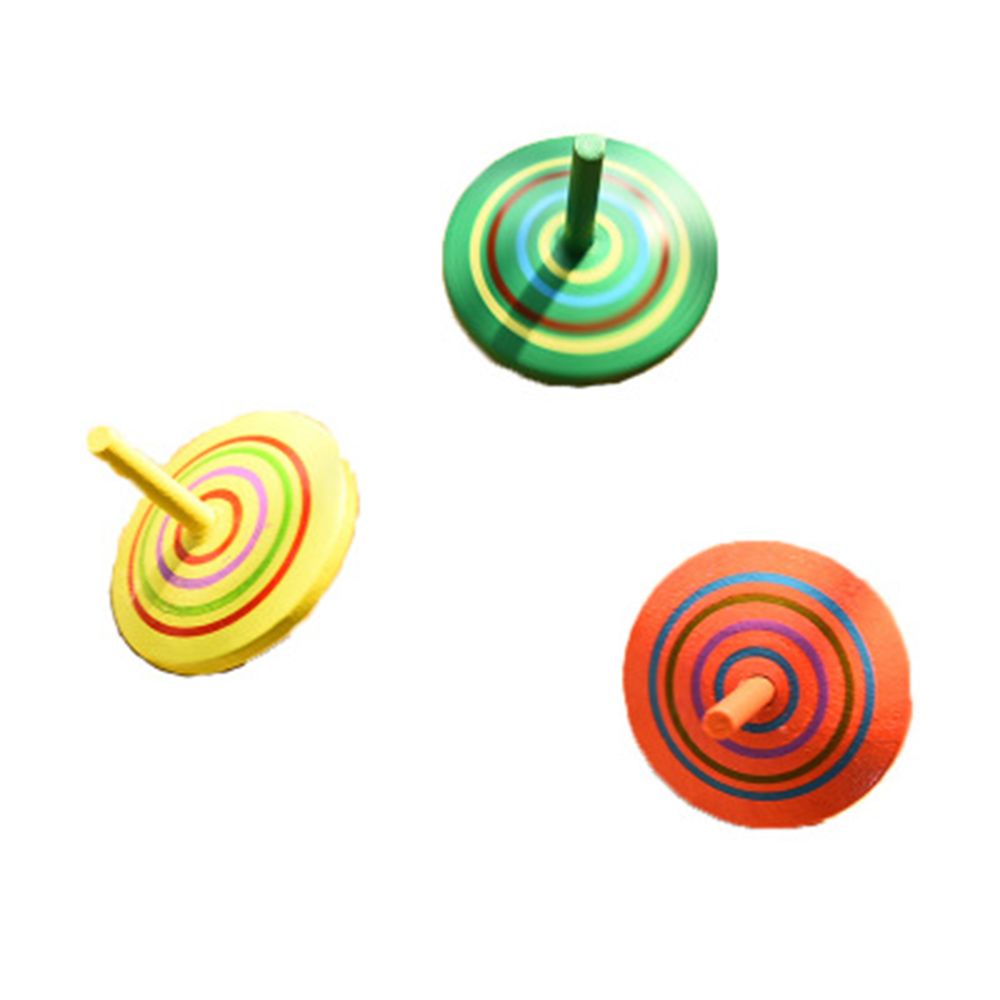 Funny Multi-color Children Leisure Spinning Top Wooden Hand Spinning Rotate