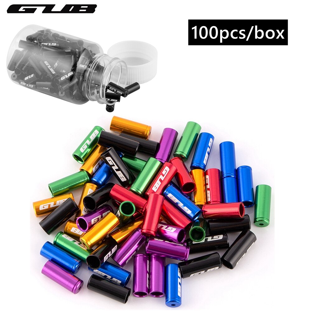 Gub 100 st aluminium cykelväxel bromsvajerhatt mountainbike racercykel bromsväxelvajer slang vajerskydd ändskydd tillbehör