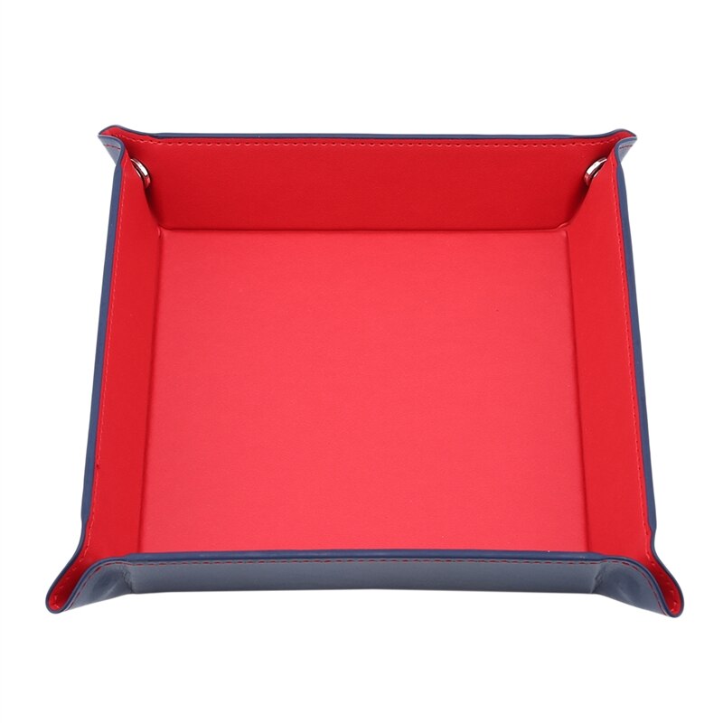 Dice tray hexagonal foldable pu leather flannel tray desktop storage tray Dice Games Storage Portable Rolling Tray Box For Use: Red Style 1