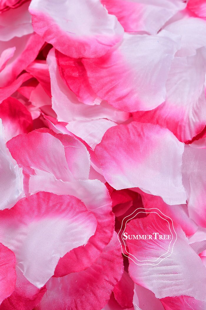 100 Stks/pak Zijden Rozenblaadjes Tafel Confetti Kunstbloem Baby Douche Ambachten Bruiloft Benodigdheden Party Kerst Venue Decor: White Fuchsia