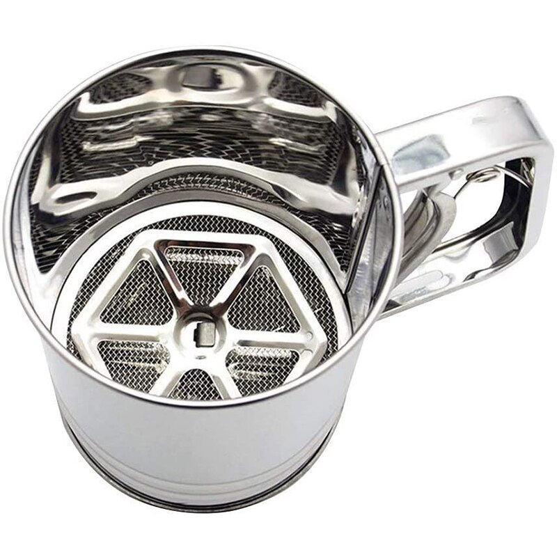 Handpressa fint nät mjölsikt-rostfritt stål -3 stycken-pulveriserade sockersifter diy bakverktyg
