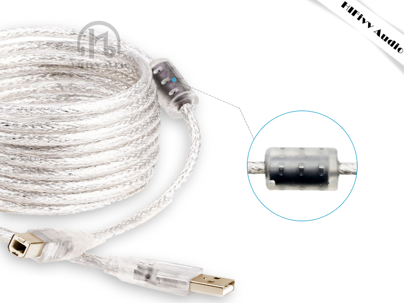 Hifi usb kabel til dac dk -415 usb print line usb 2.0 data wire dobbelt magnet ring til printer 1.5m