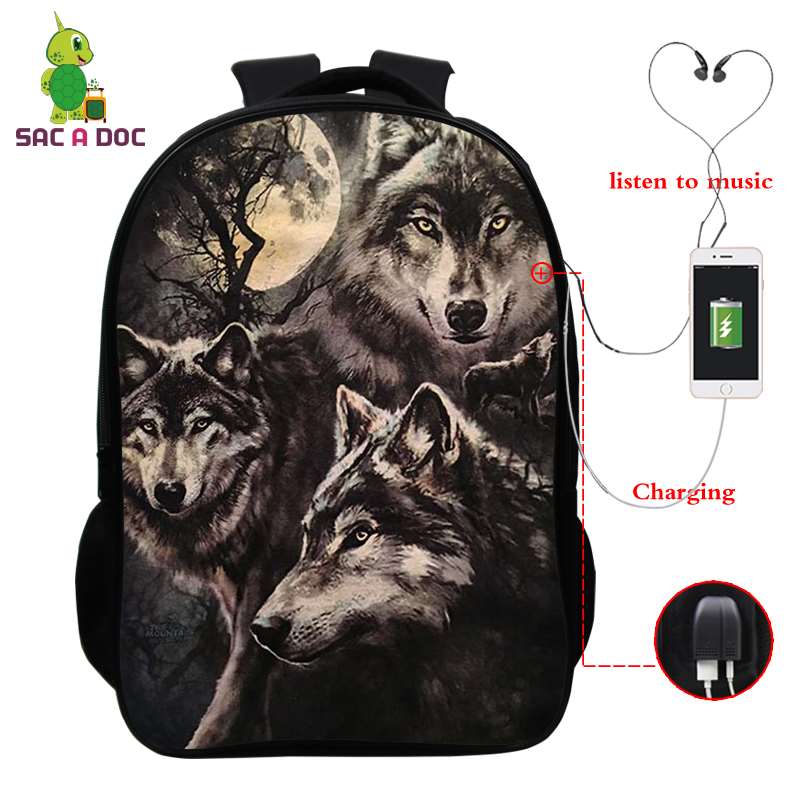 Usb-lade-rucksack, laptop-rucksack für damen und herren, schulrucksack, #39 3d zoll-rucksack mit löwenmuster, 16- zoll-reiserucksack, freizeitrucksack: Dunkelgrau