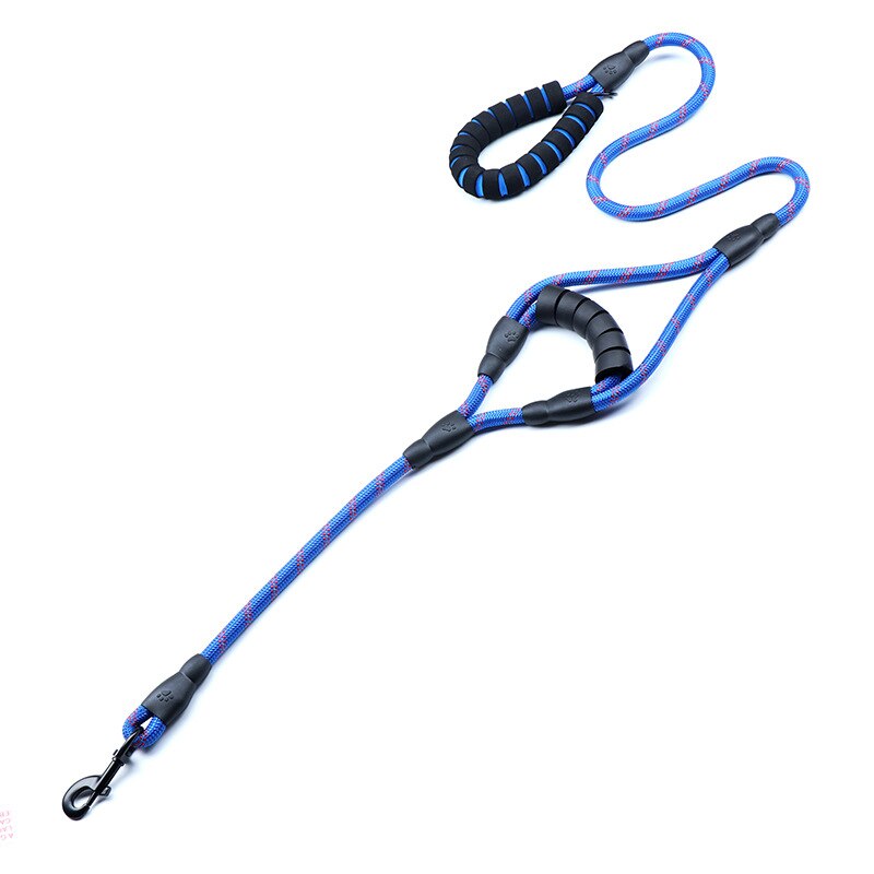Hondenriemen Outdoor Reizen Dog Training Chain Heavy Duty Dubbele Handvat Lood Voor Meer Controle Nylon Touw Training Dual Handvat: Dark blue / 150cmX1.2cm
