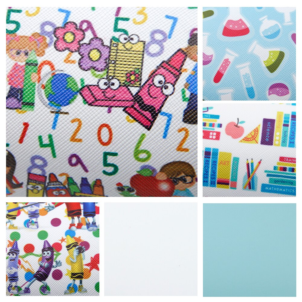 20*34cm 6PCS/Set Back To School abc Synthetic Leather Set Faux Artificial Fabric DIY Sewing Garment HairBow Bag,1Yc7322: 1089957