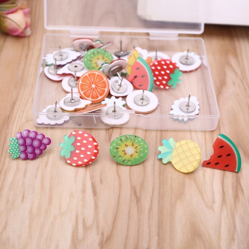 Chinchetas decorativas para oficina, chinchetas bonitas para frutas y verduras, pines para pared de fotos, mapas, suministros escolares y de oficina, 30 Uds.