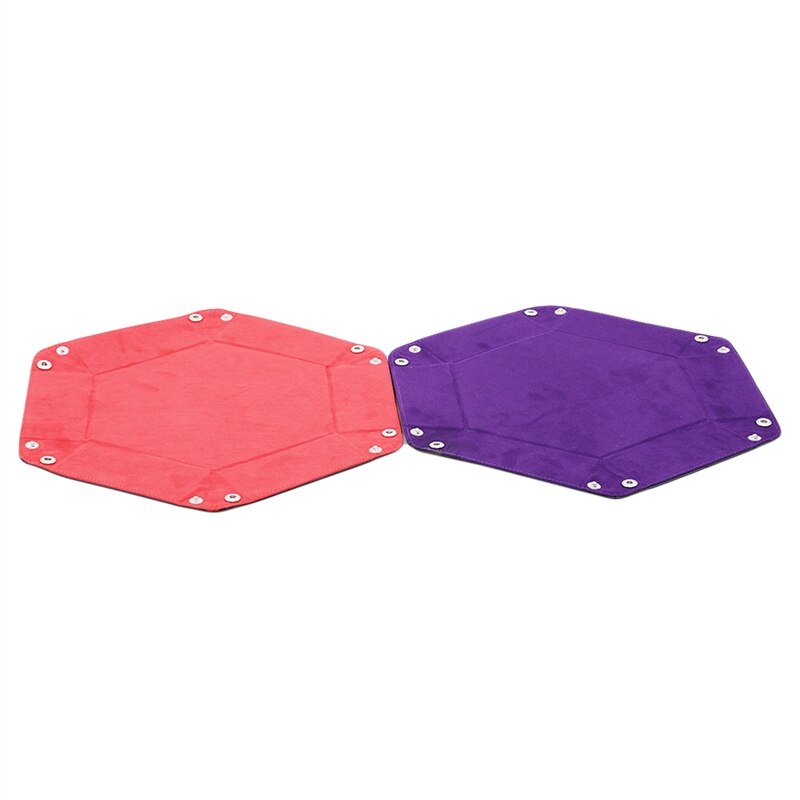 Dice tray hexagonal foldable pu leather flannel tray desktop storage tray Dice Games Storage Portable Rolling Tray Box For Use