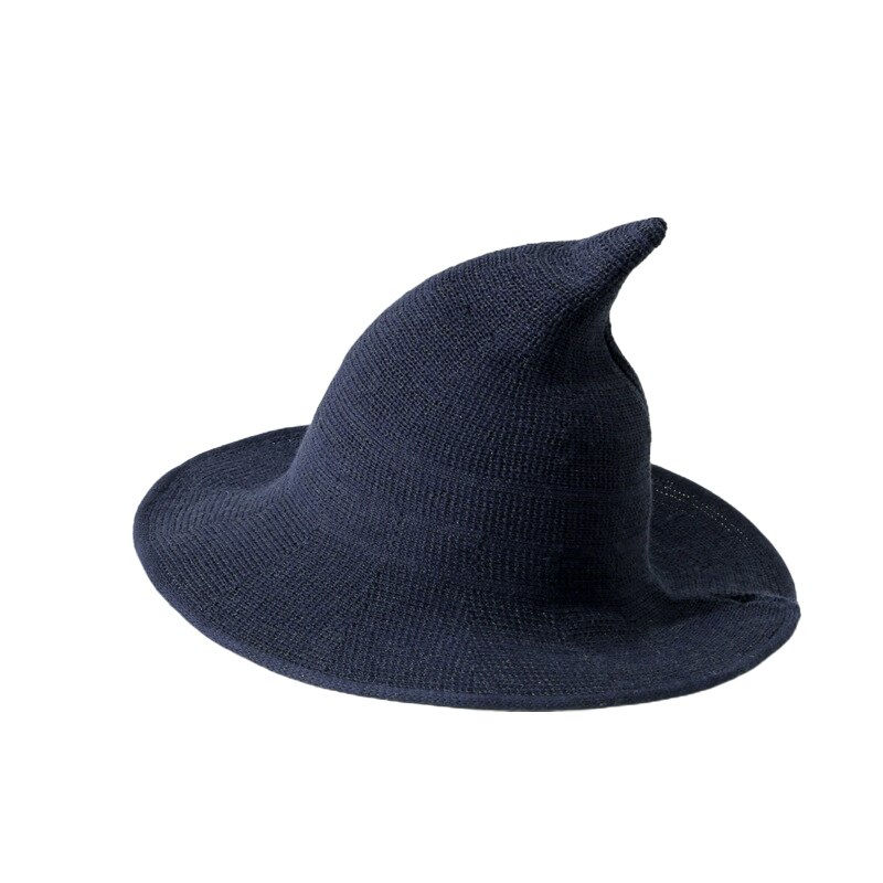 Nova moda feminina senhoras chapéu de malha cor sólida balde chapéus chapéu pescador chapéu de bruxa preto cinza rosa bege: Navy Blue