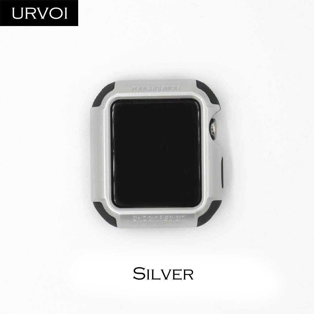 URVOI-funda protectora de silicona para Apple Watch series 3, 2 y 1, protectora completa de color metálico de 38 y 42mm: Silver / For 38mm apple watch