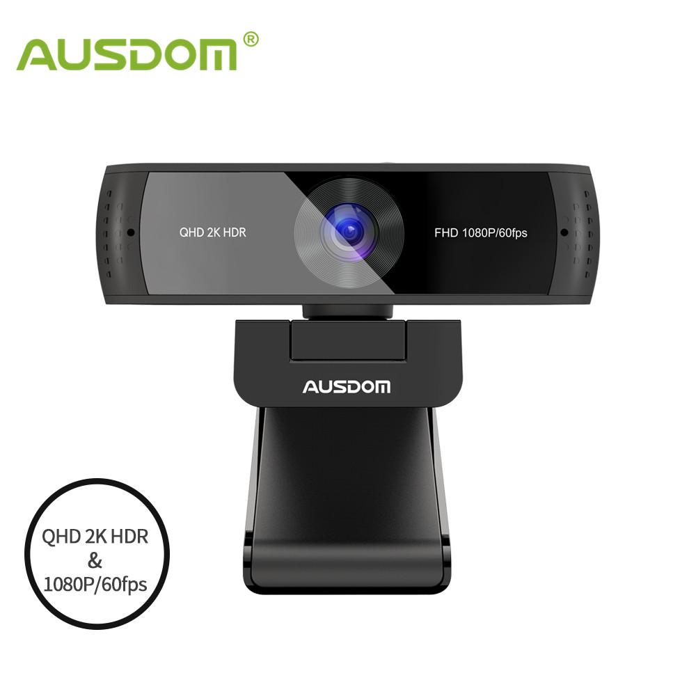Ausdom aw651 qhd 2k hdr 30fps webcam autofocus 1080p 60fps câmera web com microfones de cancelamento de ruído e cobertura de privacidade livre para ao vivo: Default Title