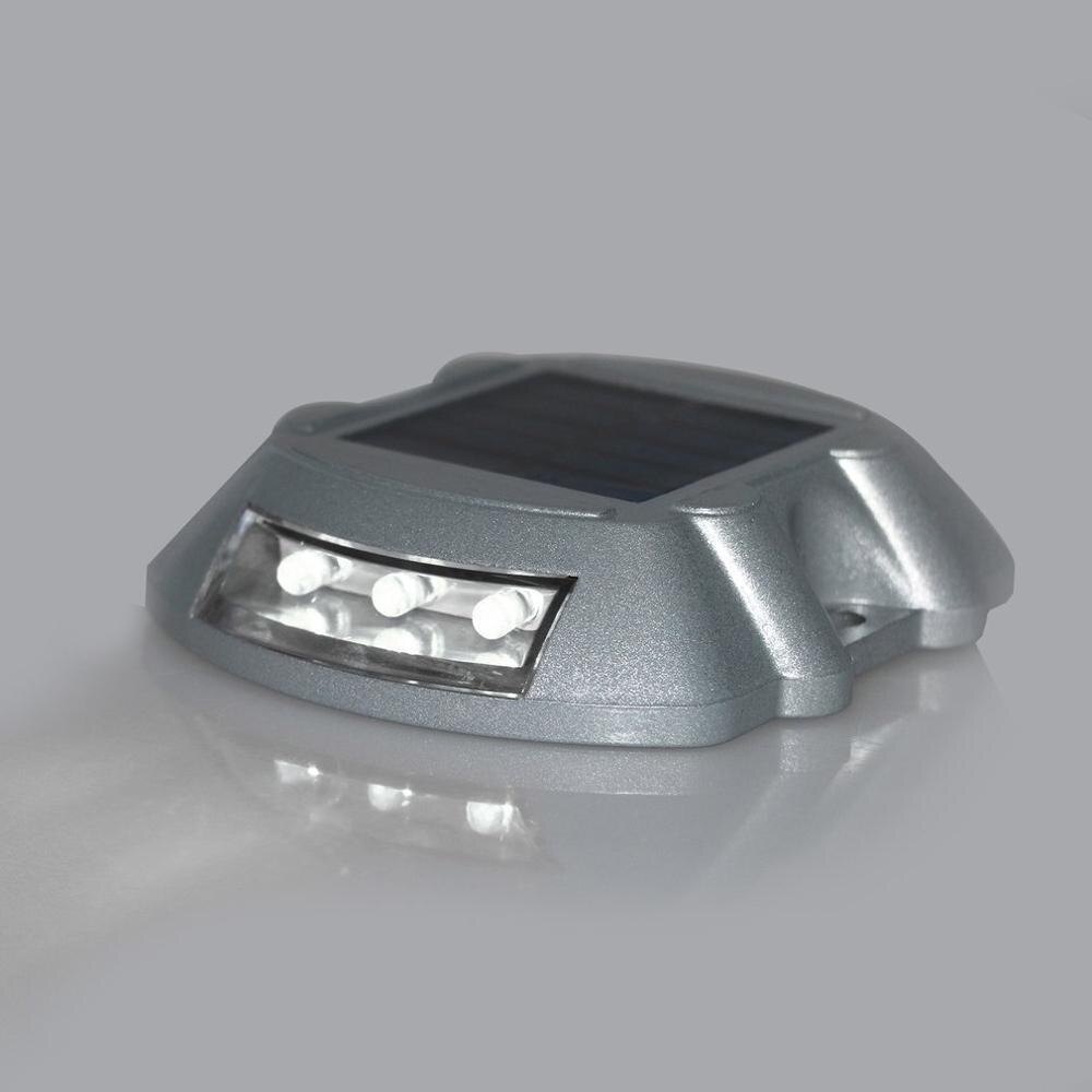 Waterdicht Zonne-energie Weg Stud Spuitgieten Aluminium Verkeer Signaal Licht Led Light Solar Drive Lamp Outdoor Solar Lamp: WHITE