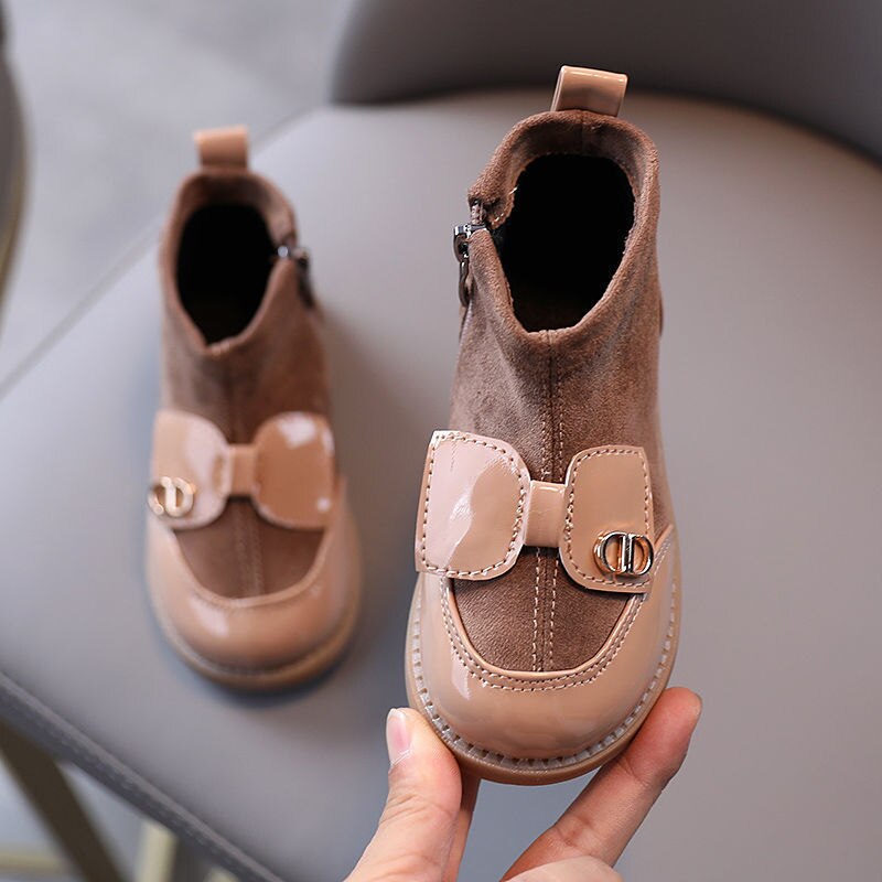 neue Martin Herbst Winter Leder Kinder Stiefel Kleinkind Mädchen Stiefel Warme Stiefel kinder schuhe: Kakifarbig / 22