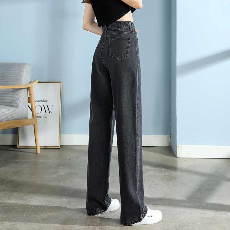 Katoen Jeans Vrouwen Wijde Pijpen Denim Broek Femme Blauw Streetwear Baggy Rechte Taille Broek Vrouw Xxl