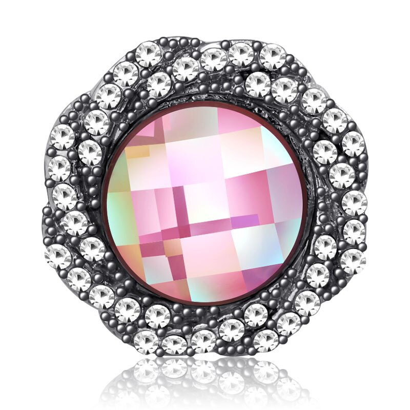 KZ3560 Round Crystal Faceted glass Colorful 18MM snap buttons fit DIY 18MM snap bracelet snap jewelry Christmas: pink