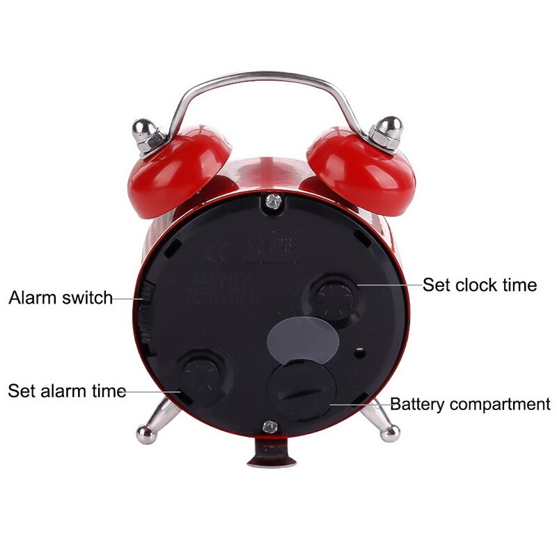 50mm mini vækkeur rejse klokke alarm ur analogt skrivebord ur med dobbelt klokke camping udendørs værktøjer lille