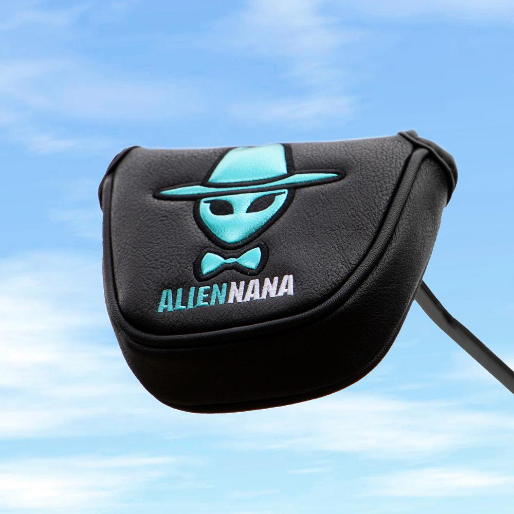 Golf Putter Cover Mallet Putter Headcover Golf Club Putter Head Covers Leather Cool Blue Aliennana with Magnetic