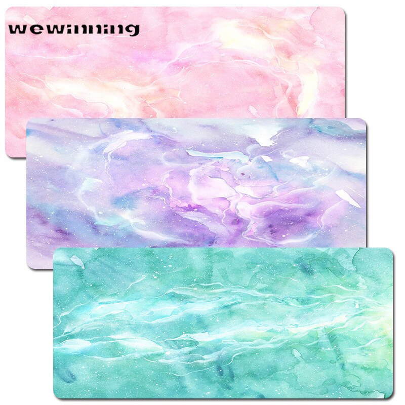 Kawaii Bureau Matten Gaming Deskpad Marmer Starry Wolken Leuke Muismat Lagre Voor Gamer Toetsenbord Kantoor Woonaccessoires