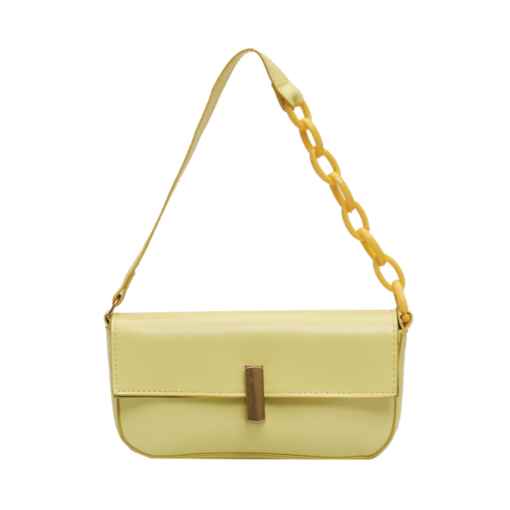 Décontracté en cuir PU fronde sac à main sac à main femmes chaîne épaule sac à bandoulière populaire Simple femme sac quotidien: Jaune