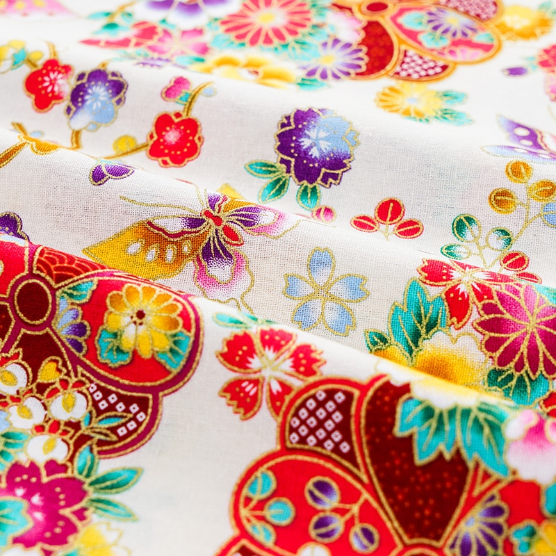 Tissu en coton Bronze Style japonais Kimono tissu pour vêtement et robe de femme et bricolage TJ8692