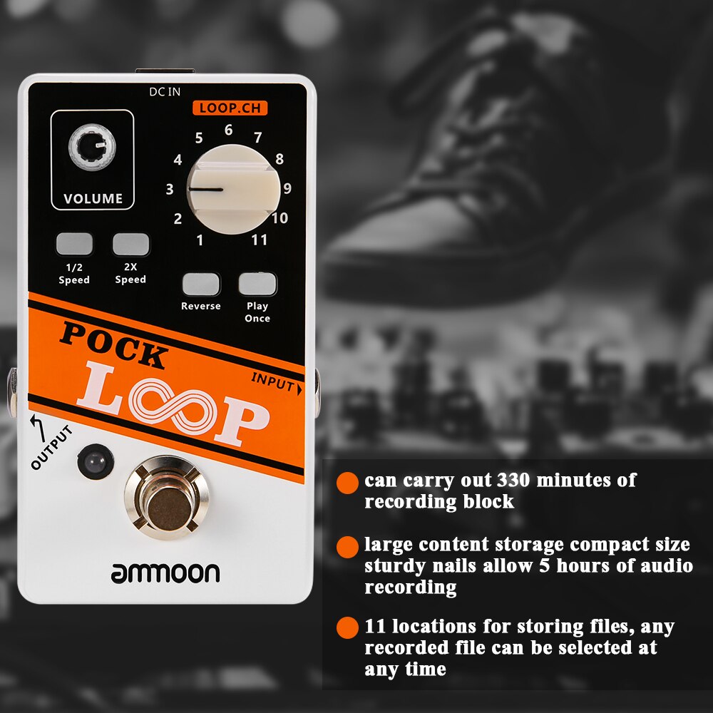 Ammoon POCK LOOP Looper Pedal de efectos de guitarra 11 Loopers Max.330mins tiempo de grabación accesorios de guitarra pedal de guitarra partes de guitarra