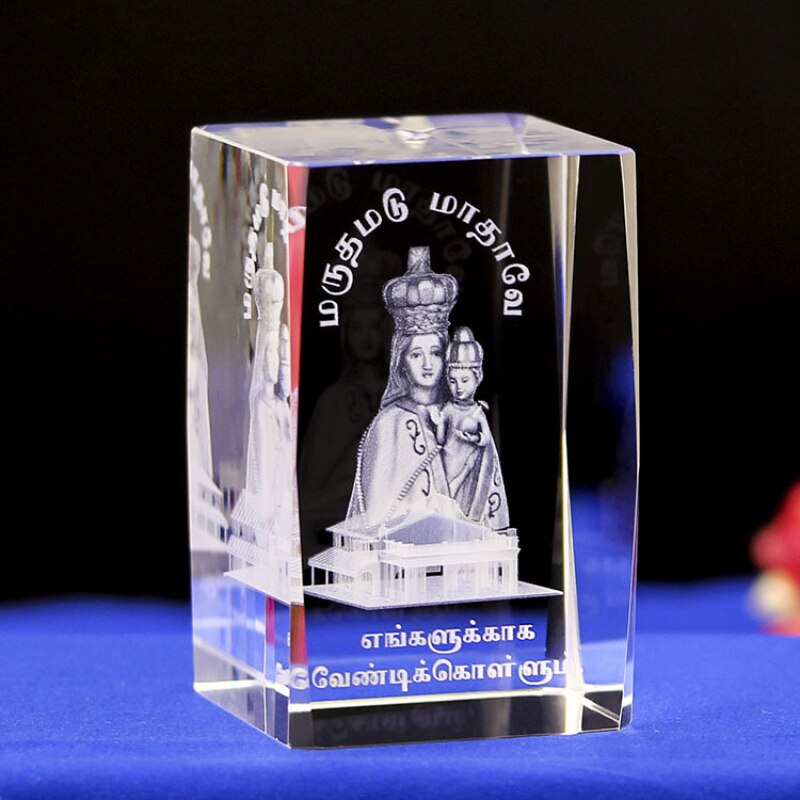 Virgin Mary Statue Our Lady of Crystal Carving Crafts Religious Statues Home Decorations Crystal Ornaments Catholic Statue: Default Title