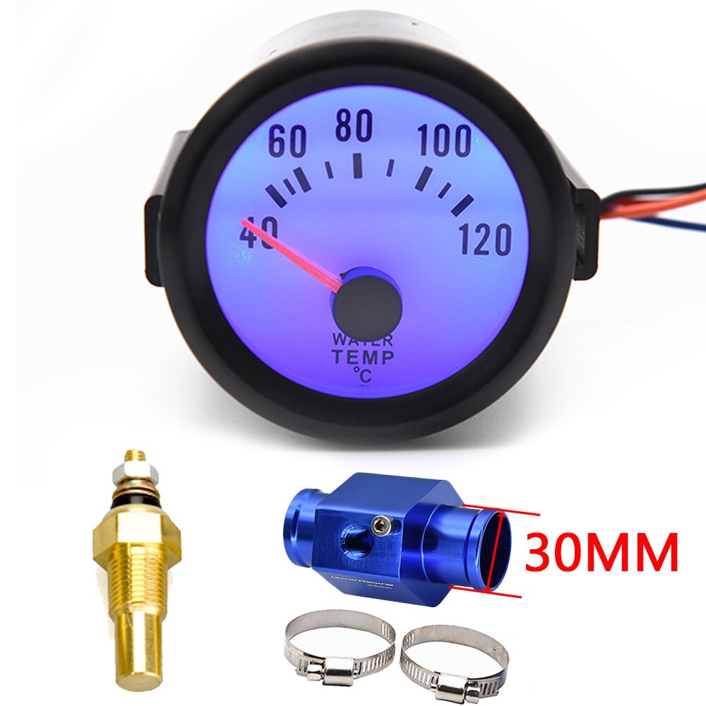 Water Temperature Gauge 52 mm Blue Backlight Universal Car Motorcycle With Sensor 40~120 Celsius Radiator 12V: Water Temp Gauge 30
